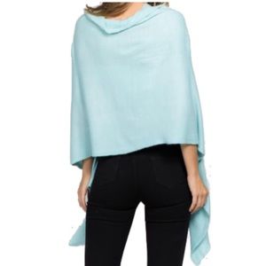 Blue Soft and Cozy Poncho Cashmere-like